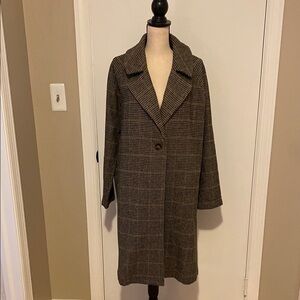 OAK + FORT Brown Trench Coat with Oversized Fit and Classic Lapels